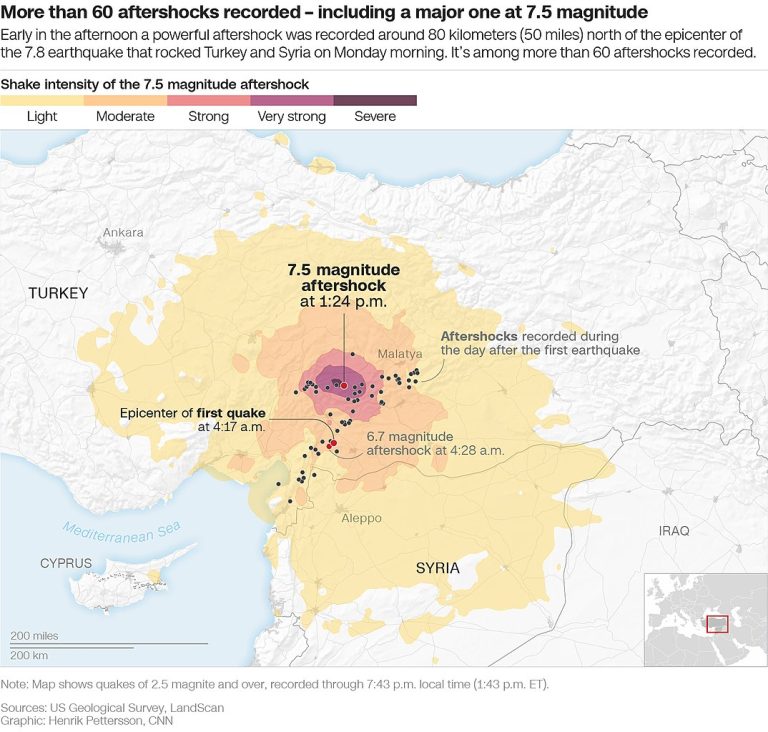 Earthquake Turkey 2023 map