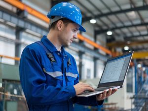 a medium shot of a male engineer wearing HjU9N 4BTjaqg3jknZuSKg 9 dajVEHTueMF5X4qRn yA