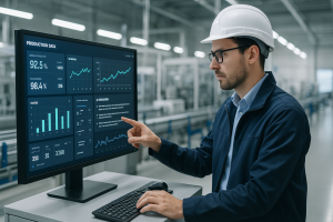 20250620 1351 Engineer Analyzing Factory Data simple compose 01jy61jzxzevkbb0mbkha7dyx1