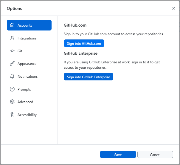 Quy Trình Làm Việc Từ Local đến GitHub với Sự Hỗ Trợ của AI Gemini 2 Bạn có thể đăng nhập GitHub trong File-Options-Accounts