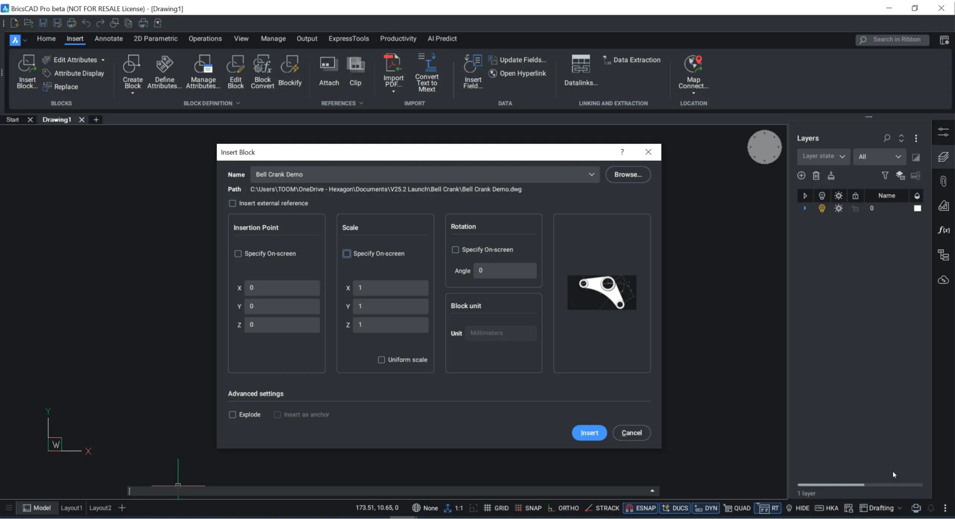 BricsCAD V25.2: Chi tiết hóa và Xuất bản với độ chính xác cao hơn 3 Confidently Insert Blocks