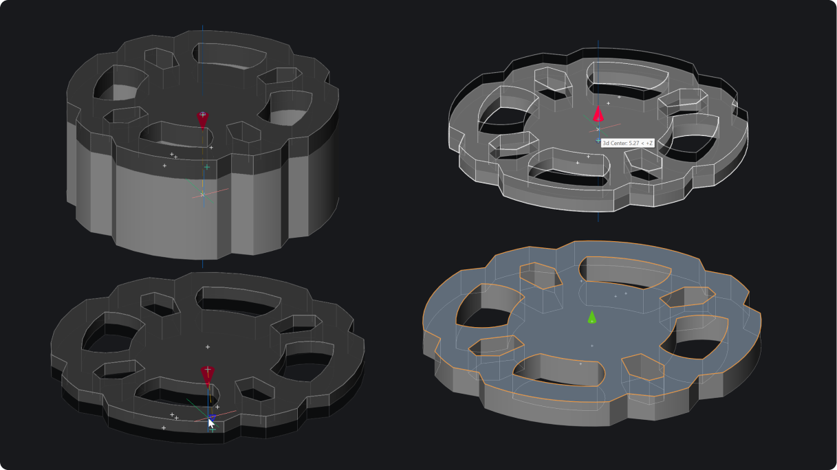 Các điểm điều khiển thao tác đối tượng 3D đặc