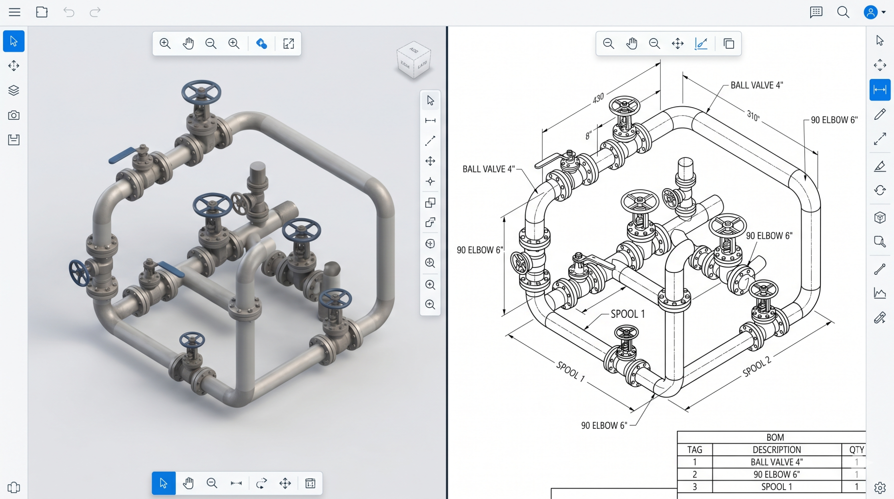 Bản vẽ isometric xuất ra AutoCAD với dimension và ký hiệu hàn chuẩn công nghiệp