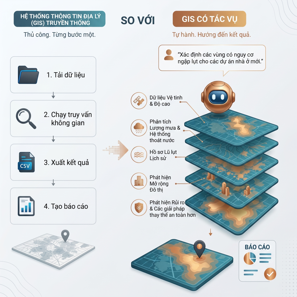 So sánh GIS Và GeoAI Truyền Thống vs Khung Agentic GIS