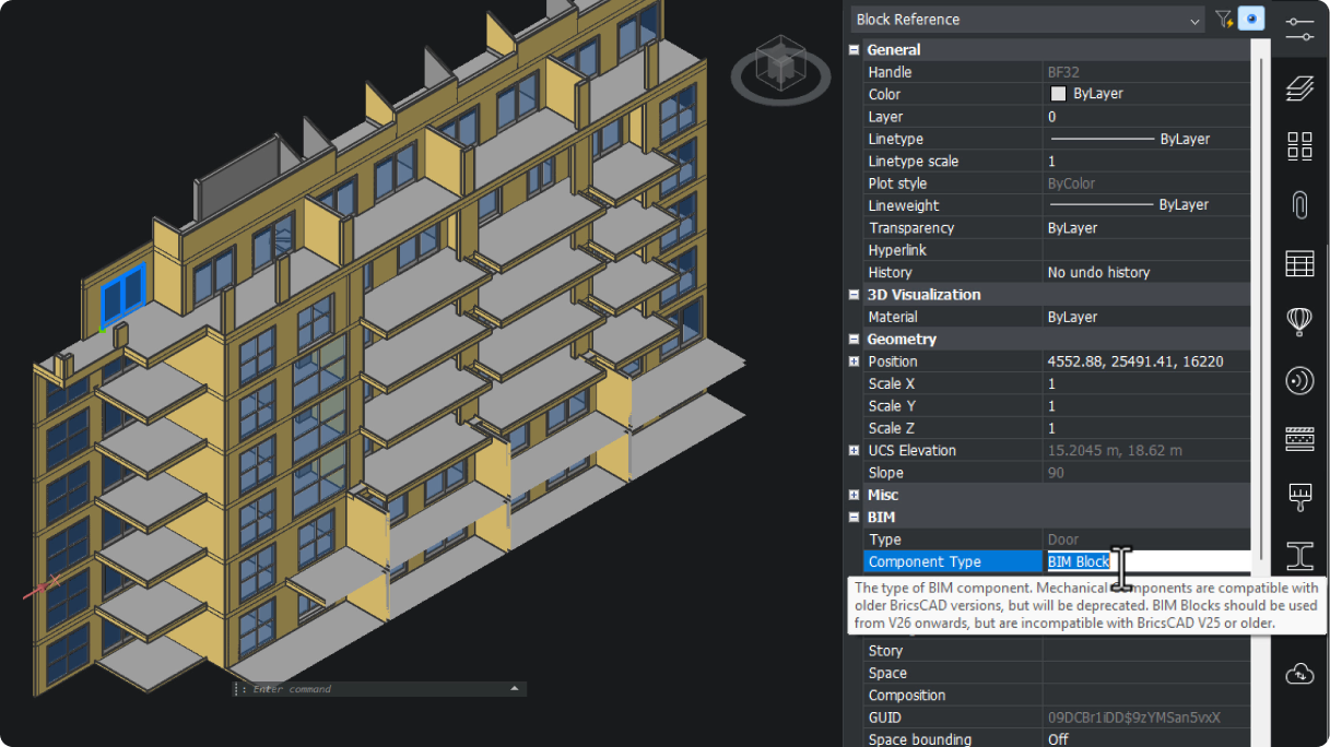 Điểm đặc biệt của Octave BricsCAD V26? 17 Khối BIM cho các cấu kiện công trình
