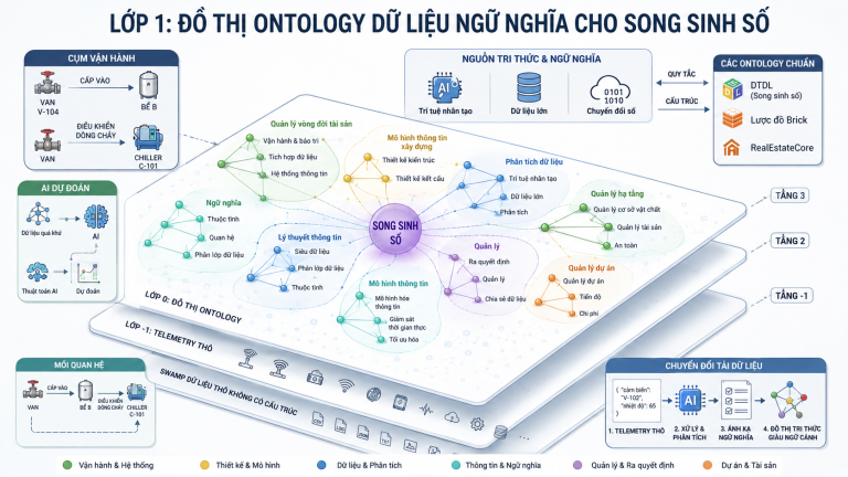 Tái Thiết Kiến Trúc Dữ Liệu Bản Sao Kỹ Thuật Số: Từ Đầm Lầy Dữ Liệu IoT Đến Lớp Ngữ Nghĩa Ontology