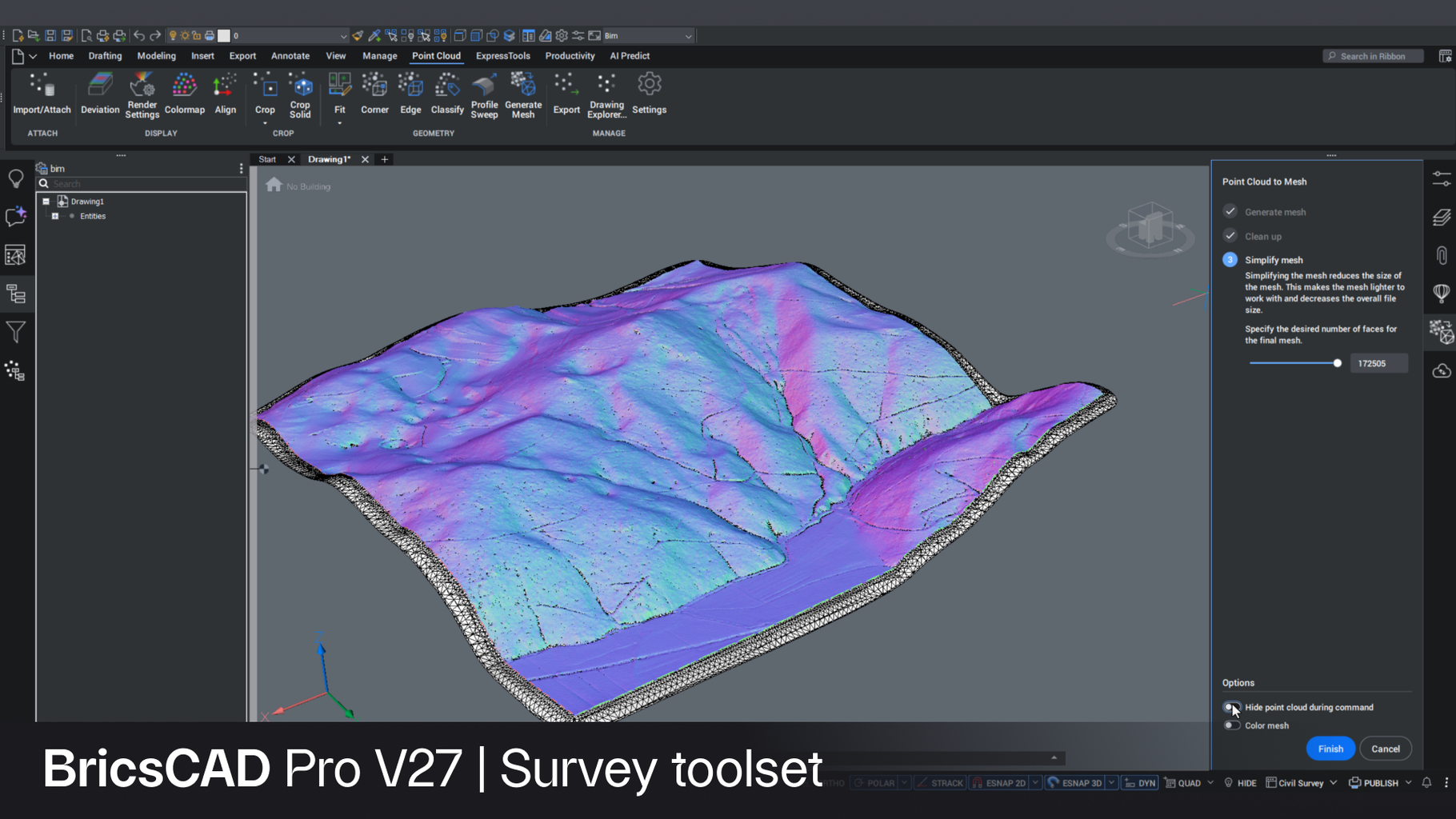 BricsCAD Survey toolset Hero Image V27 1920x1080 with text